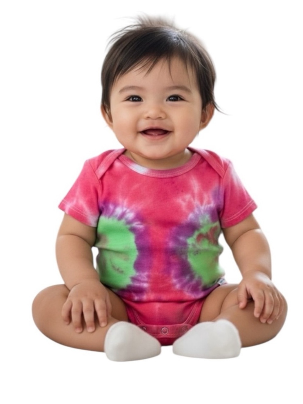 NWOT Handmade Tie-Dye Pink Short-Sleeve One-Piece Bodysuit Onesie